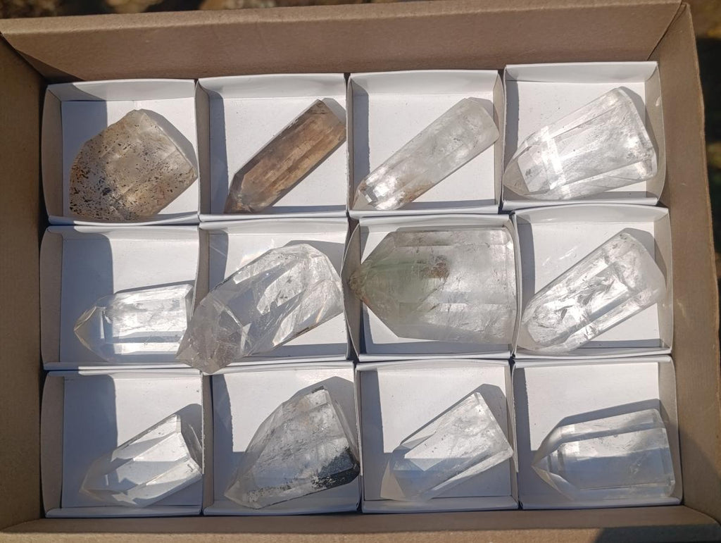Polished Quartz Crystals with Inclusions x 12 From Madagascar - Toprock Gemstones and Minerals 