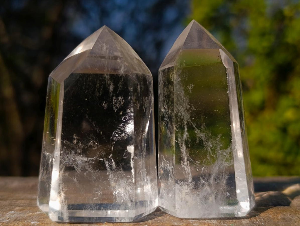 Polished Quartz Crystals with Inclusions x 12 From Madagascar - Toprock Gemstones and Minerals 