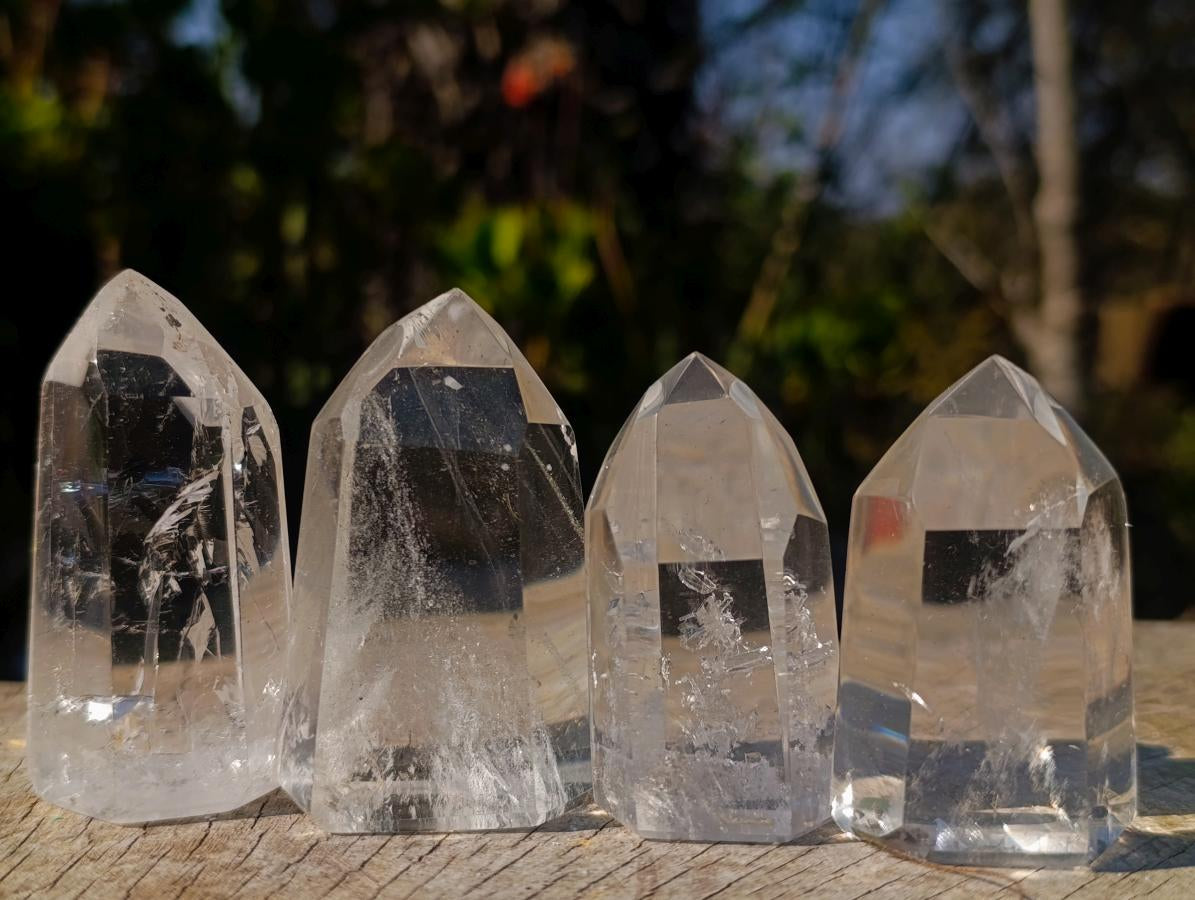Polished Quartz Crystals with Inclusions x 12 From Madagascar - Toprock Gemstones and Minerals 