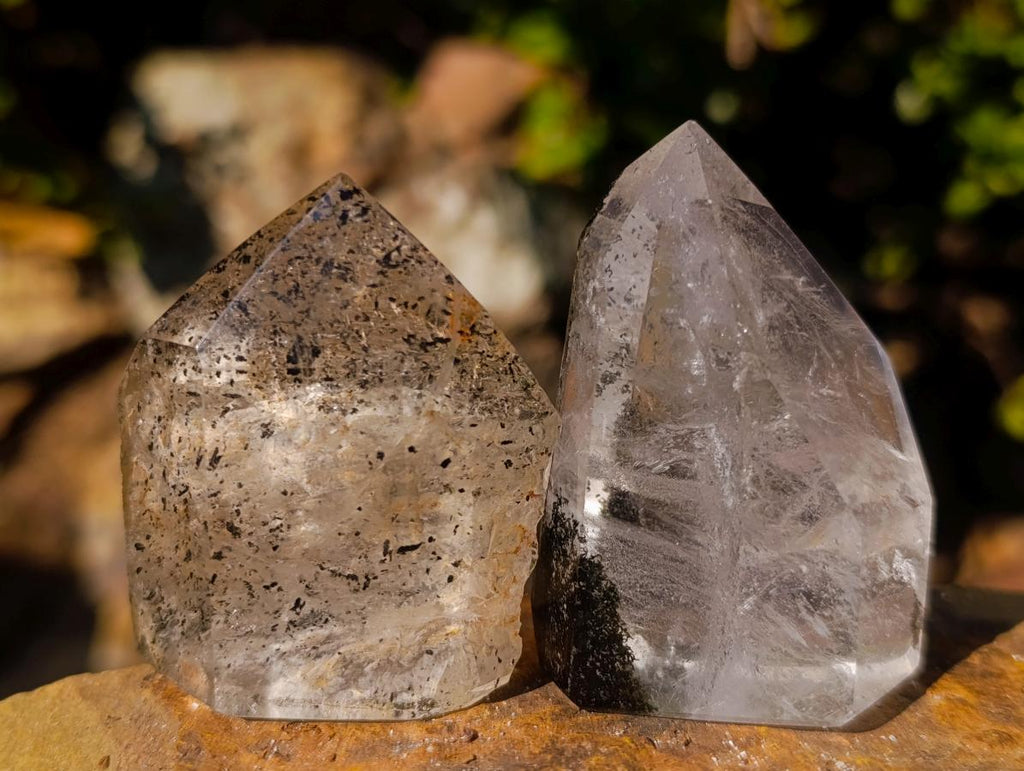 Polished Quartz Crystals with Inclusions x 12 From Madagascar - Toprock Gemstones and Minerals 