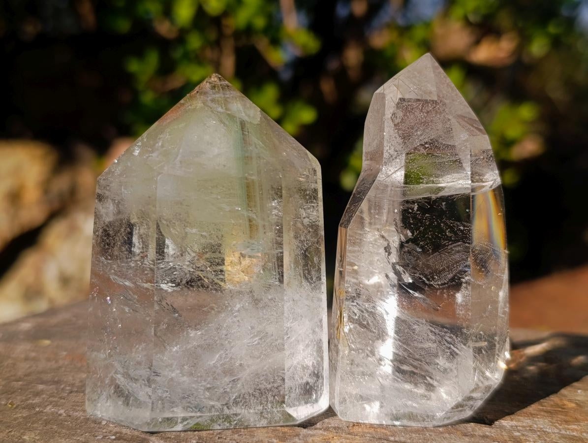 Polished Quartz Crystals with Inclusions x 12 From Madagascar - Toprock Gemstones and Minerals 