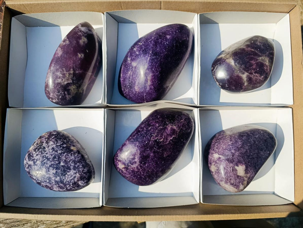 Polished Lepidolite Free Forms x 6 From Zimbabwe - Toprock Gemstones and Minerals 