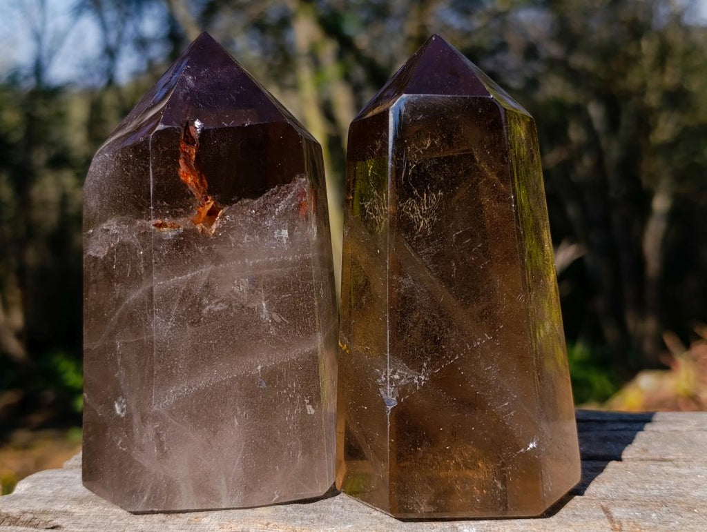 Polished Smokey Quartz Display Crystals x 3 From Madagascar - Toprock Gemstones and Minerals 
