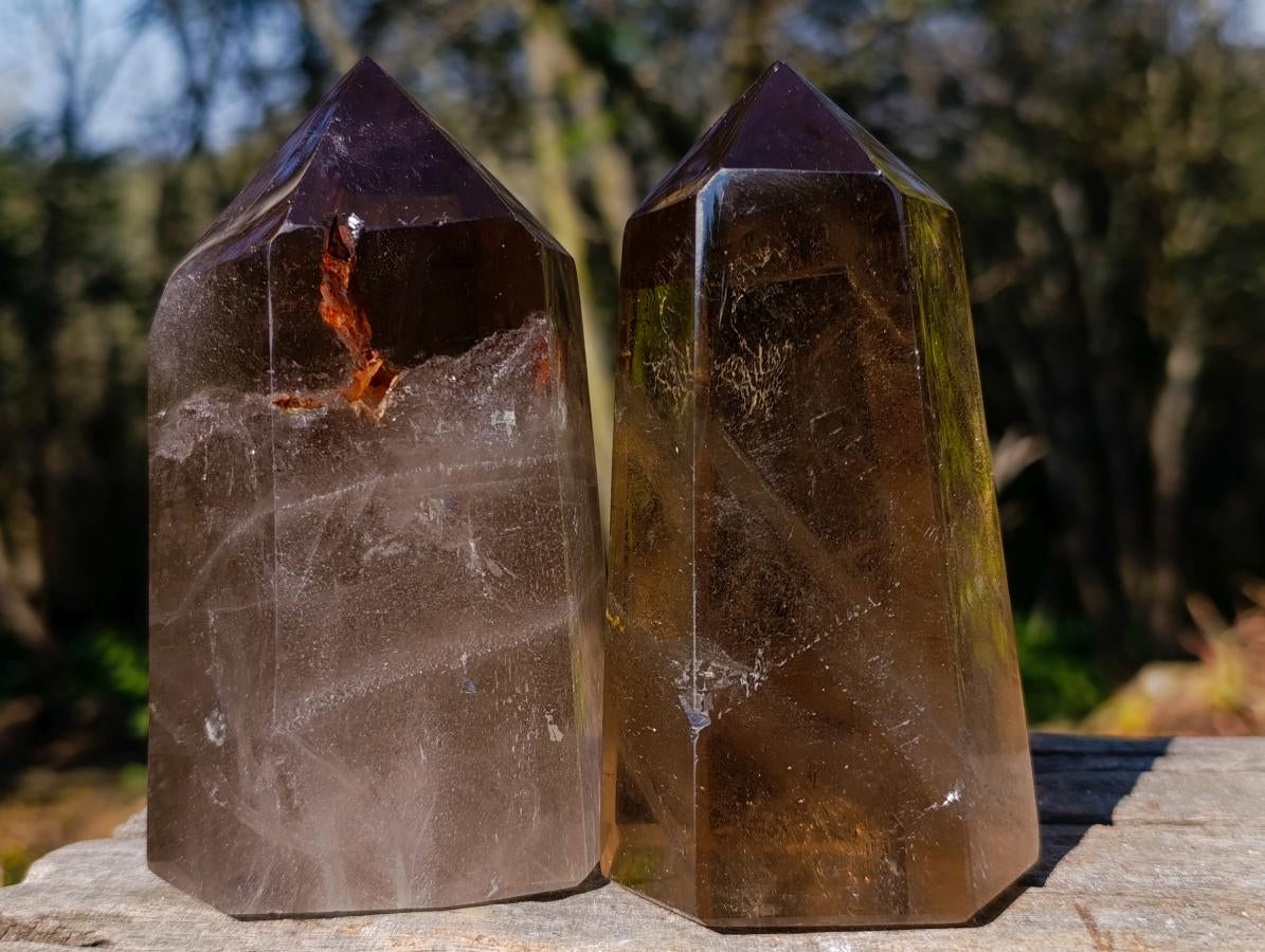 Polished Smokey Quartz Display Crystals x 3 From Madagascar - Toprock Gemstones and Minerals 