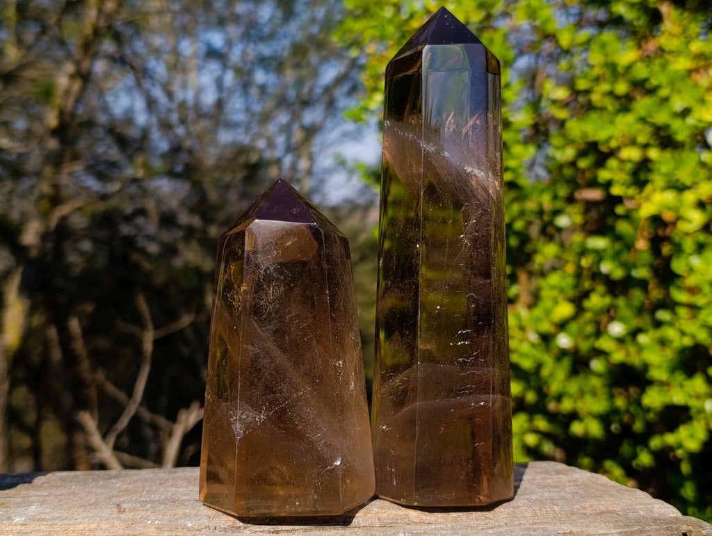 Polished Smokey Quartz Display Crystals x 3 From Madagascar - Toprock Gemstones and Minerals 