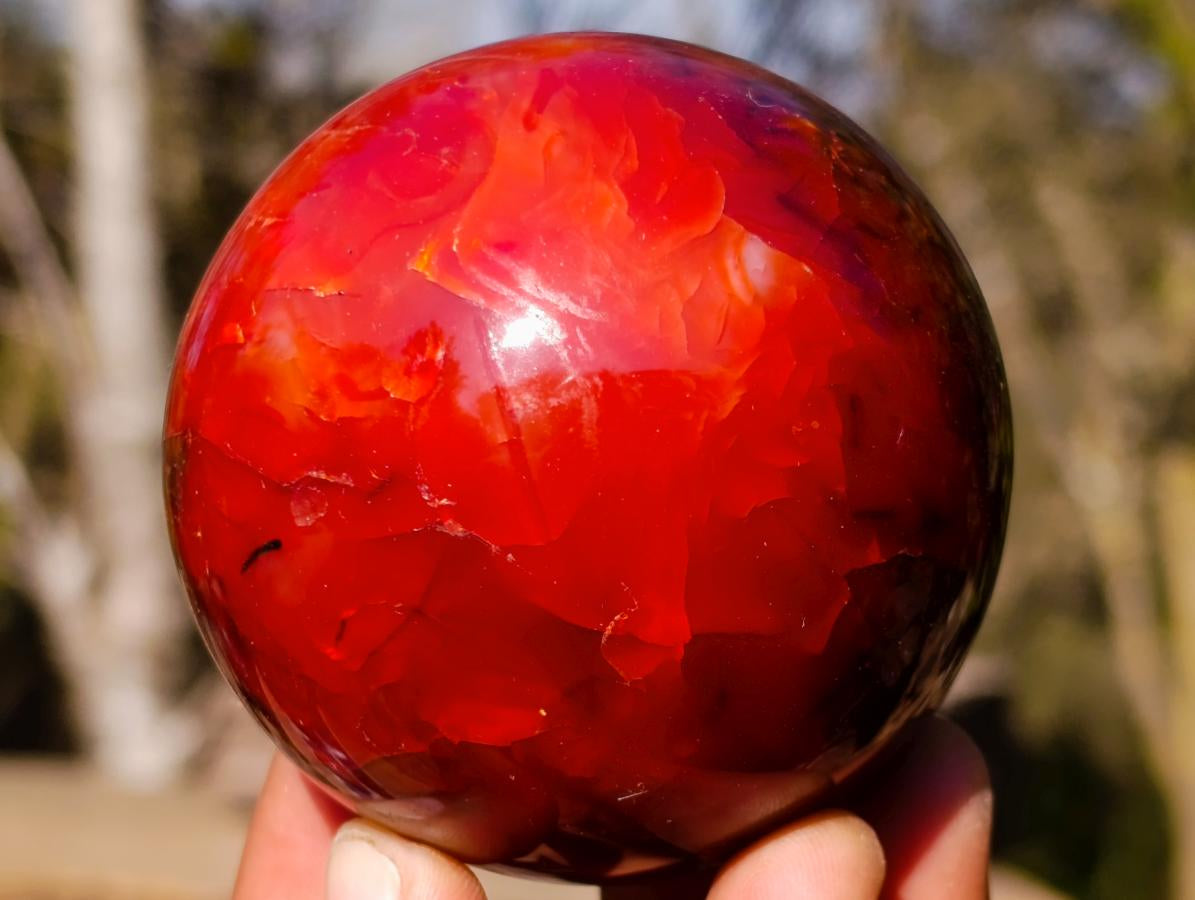 Polished Carnelian Agate Gemstone Spheres x 6 From Madagascar - Toprock Gemstones and Minerals 
