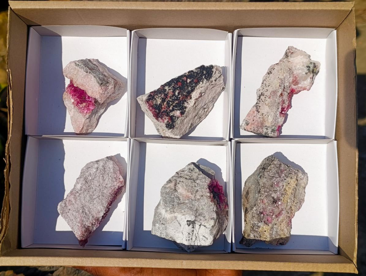 Natural Spherocobaltite Specimens x 6 From Musonoi Mine, Congo - Toprock Gemstones and Minerals 