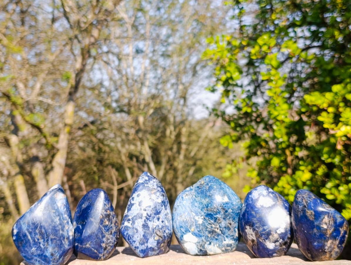 Polished Dumortierite Standing Display Pieces x 6 From Madagascar - Toprock Gemstones and Minerals 