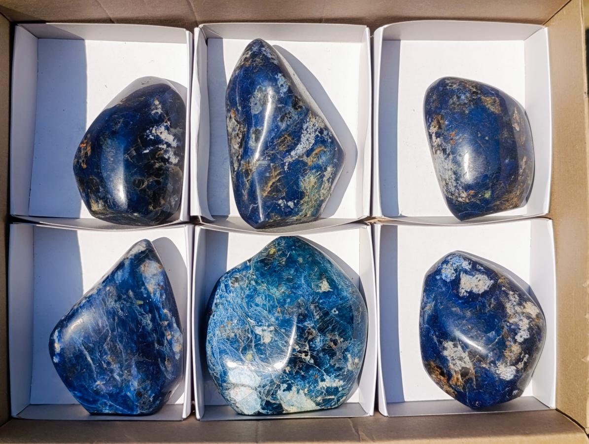 Polished Dumortierite Standing Display Pieces x 6 From Madagascar - Toprock Gemstones and Minerals 