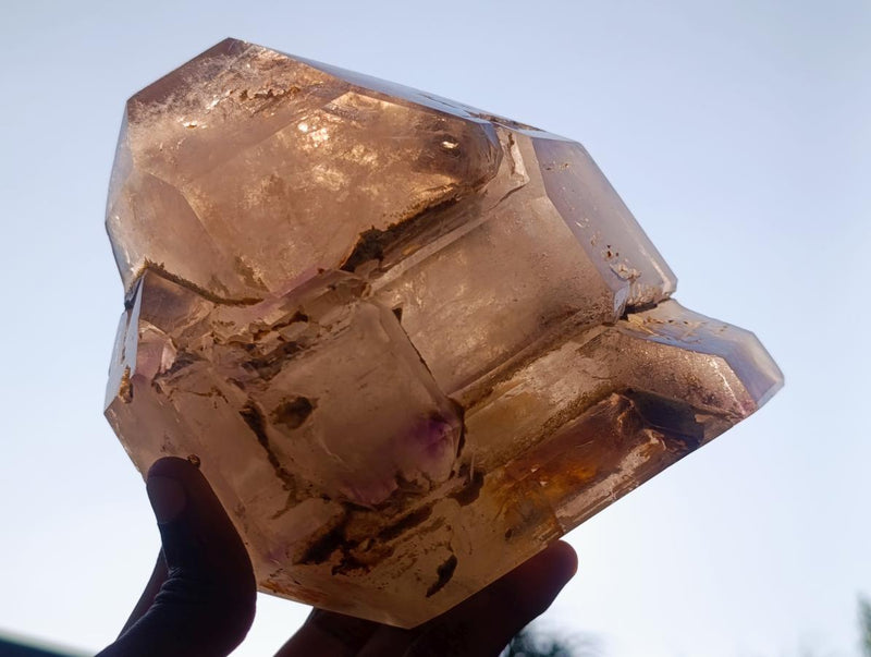 Polished Cascading Smokey Window Amethyst Crystal x 1 From Akansobe, Madagascar - Toprock Gemstones and Minerals 
