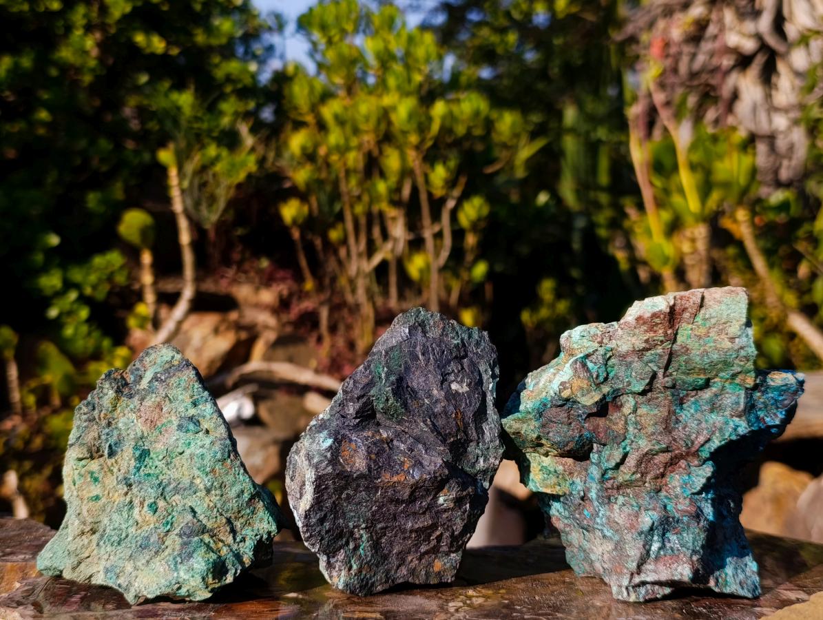 Natural Cobbed Shattuckite Specimens with Cuprite and Malachite x 5 From Kaokoveld, Namibia - Toprock Gemstones and Minerals 