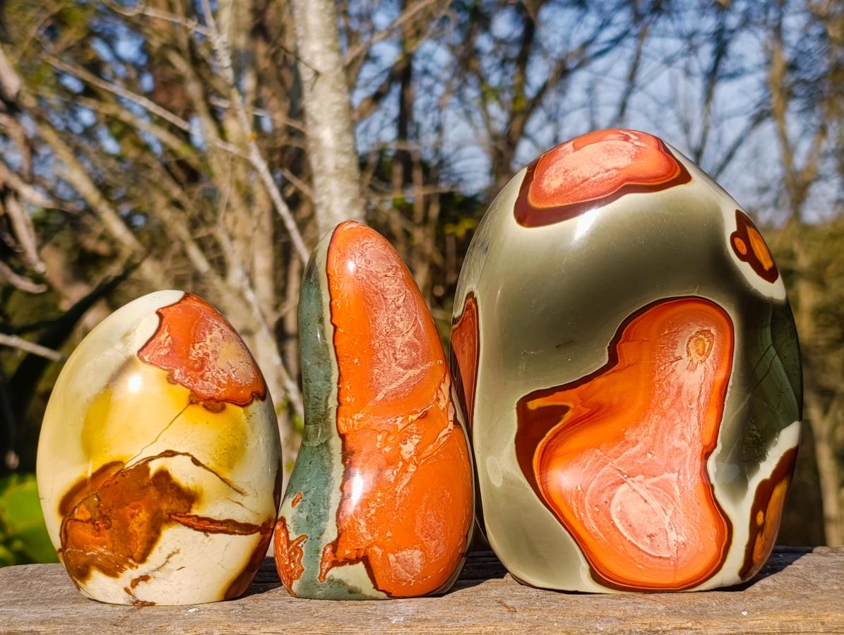 Polished Polychrome Jasper Standing Display Pieces x 3 From NW Coast, Madagascar - Toprock Gemstones and Minerals 
