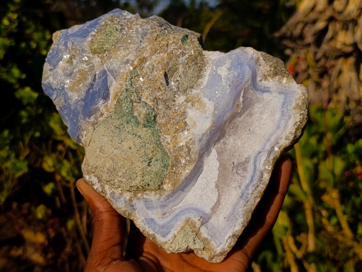Natural Large Blue Lace Agate Geode Specimens x 2 From Nsanje, Malawi - Toprock Gemstones and Minerals 