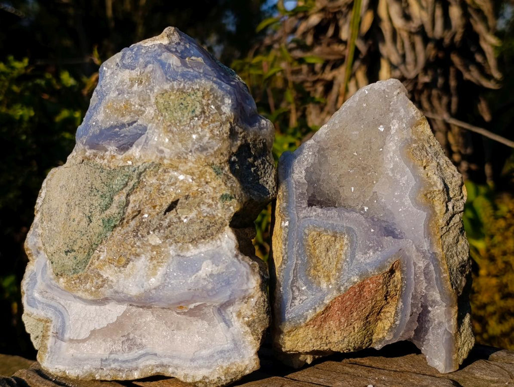 Natural Large Blue Lace Agate Geode Specimens x 2 From Nsanje, Malawi - Toprock Gemstones and Minerals 