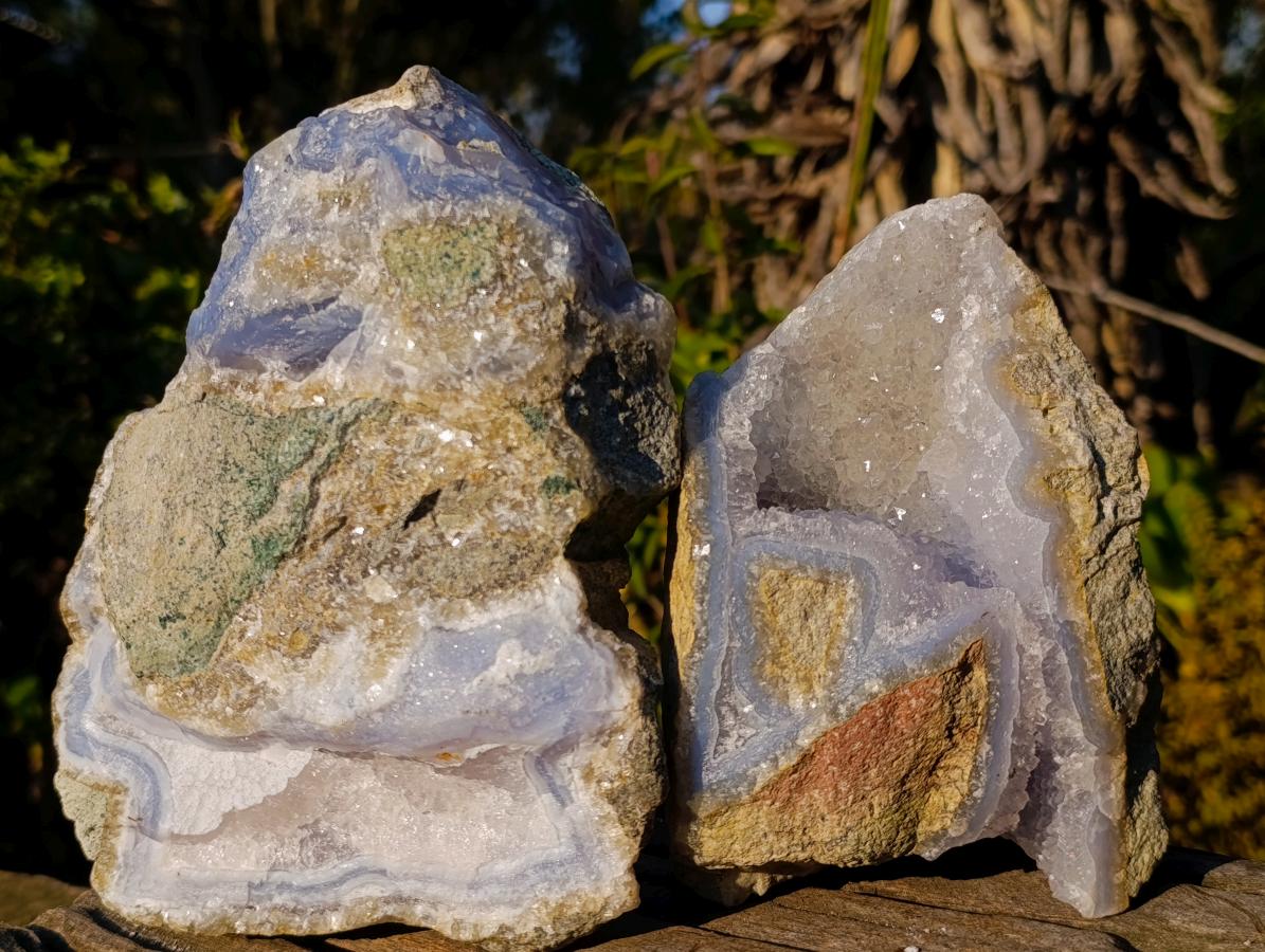 Natural Large Blue Lace Agate Geode Specimens x 2 From Nsanje, Malawi - Toprock Gemstones and Minerals 