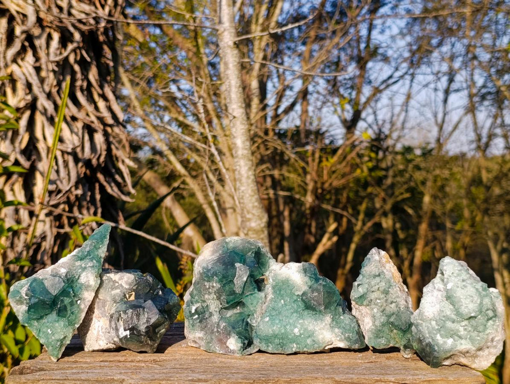 Natural Green Cubic Fluorite Specimens x 6 From Mandrosonoro, Madagascar - Toprock Gemstones and Minerals 