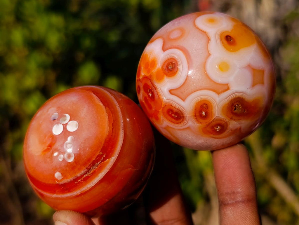 Polished Small Carnelian Agate Gemstone Spheres x 12 From Madagascar - Toprock Gemstones and Minerals 