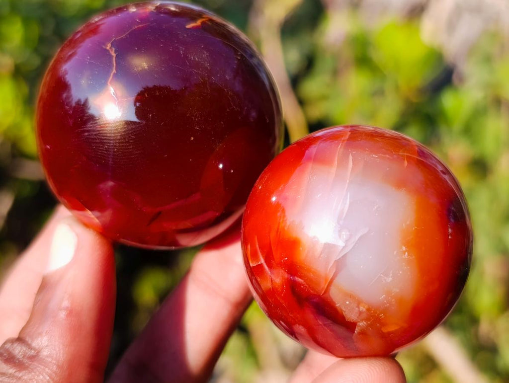 Polished Small Carnelian Agate Gemstone Spheres x 12 From Madagascar - Toprock Gemstones and Minerals 