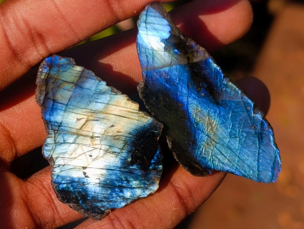 Polished on One Side Labradorite Slices x 70 From Madagascar - Toprock Gemstones and Minerals 
