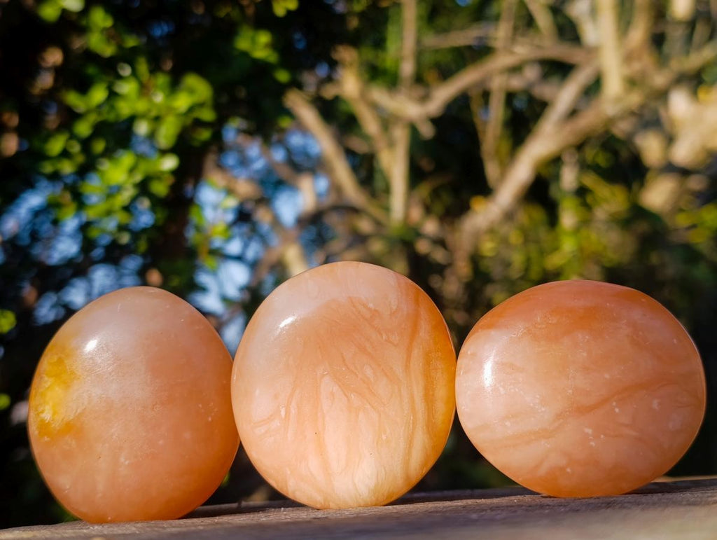 Polished Orange Twist Calcite Galets x 24 From Maevantanana, Madagascar - Toprock Gemstones and Minerals 