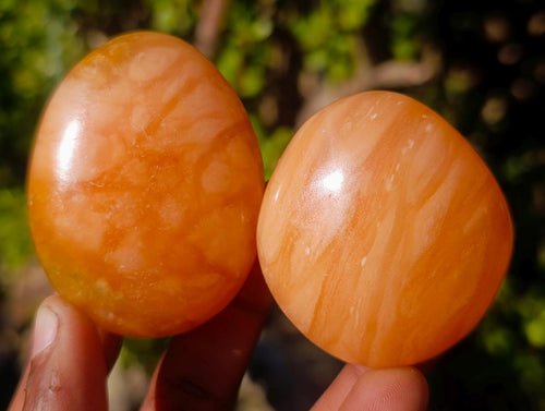 Polished Orange Twist Calcite Galets x 24 From Maevantanana, Madagascar - Toprock Gemstones and Minerals 