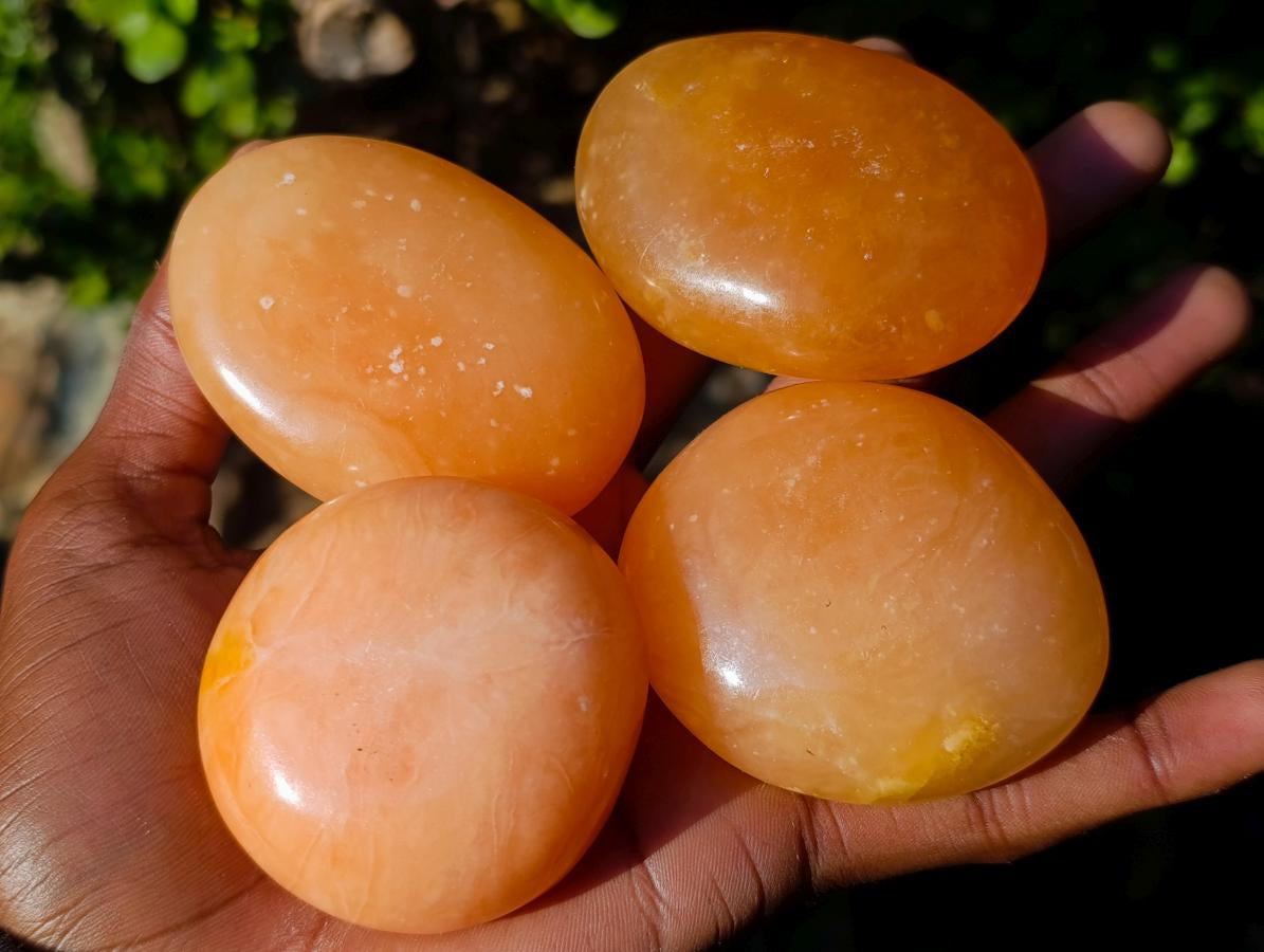 Polished Orange Twist Calcite Galets x 24 From Maevantanana, Madagascar - Toprock Gemstones and Minerals 