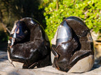 Polished Septerye Sauvage "Dragons Egg" Geode Standing Display Pieces x 2 From Mahajanga, Madagascar - Toprock Gemstones and Minerals 