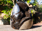 Polished Septerye Sauvage "Dragons Egg" Geode Standing Display Pieces x 2 From Mahajanga, Madagascar - Toprock Gemstones and Minerals 