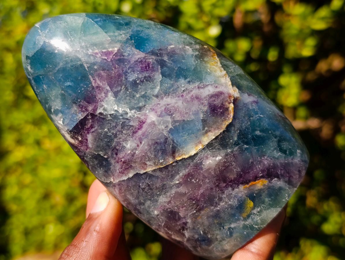 Polished Watermelon Fluorite Standing Display Pieces x 2 From Uis, Namibia - Toprock Gemstones and Minerals 
