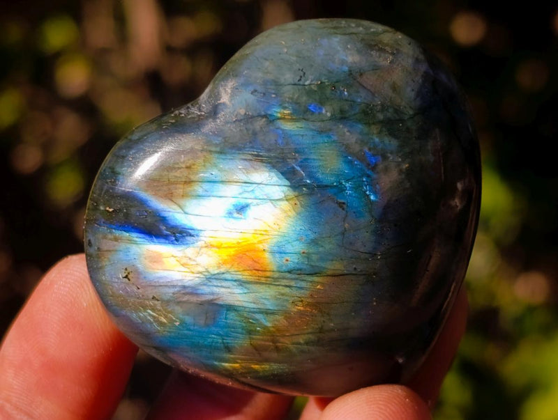 Polished Labradorite Hearts x 12 From Madagascar - Toprock Gemstones and Minerals 