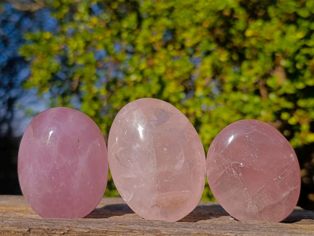 Polished Gemmy Rose Quartz Palm Stones x 12 From Madagascar - Toprock Gemstones and Minerals 