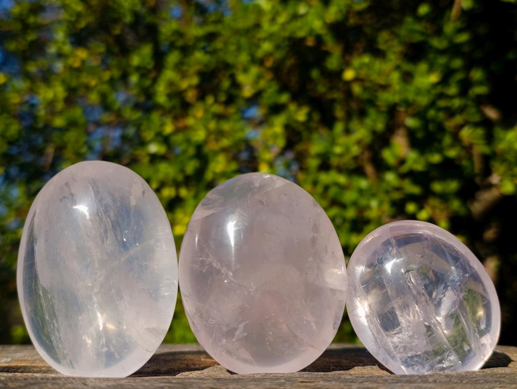 Polished Gemmy Rose Quartz Palm Stones x 12 From Madagascar - Toprock Gemstones and Minerals 
