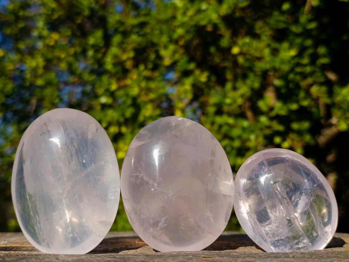 Polished Gemmy Rose Quartz Palm Stones x 12 From Madagascar - Toprock Gemstones and Minerals 