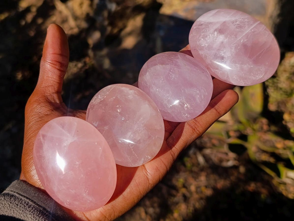 Polished Gemmy Rose Quartz Palm Stones x 12 From Madagascar - Toprock Gemstones and Minerals 
