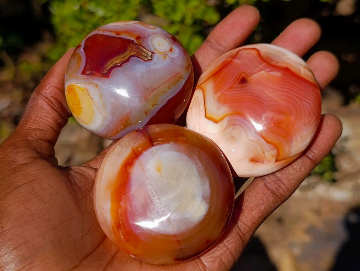 Polished Carnelian Agate Gemstone Galets x 24 From Madagascar - Toprock Gemstones and Minerals 