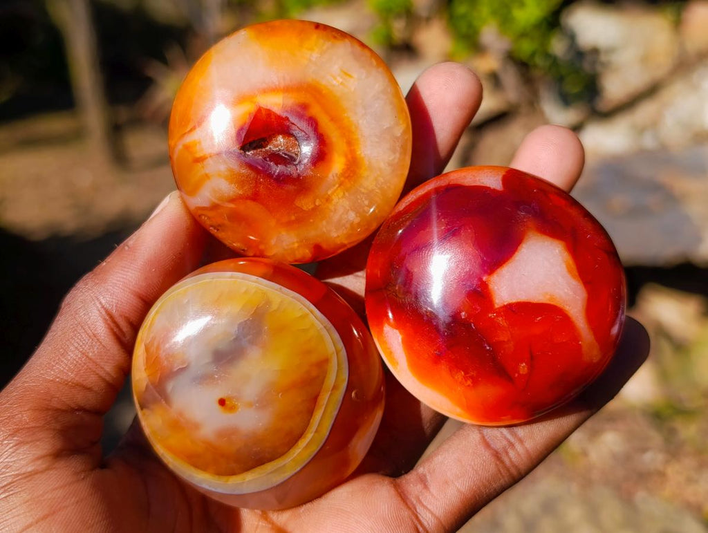 Polished Carnelian Agate Gemstone Galets x 24 From Madagascar - Toprock Gemstones and Minerals 