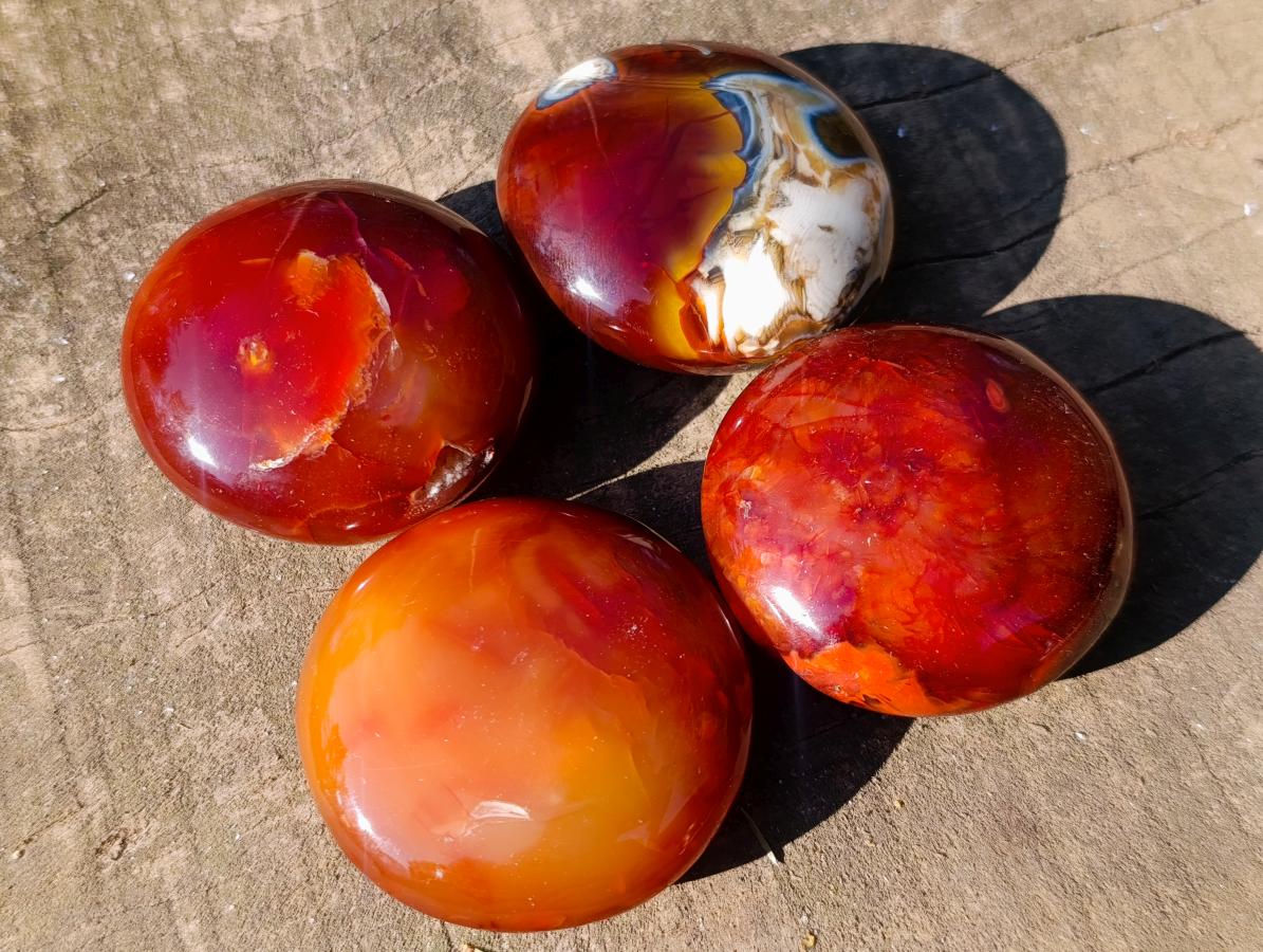 Polished Carnelian Agate Gemstone Galets x 24 From Madagascar - Toprock Gemstones and Minerals 
