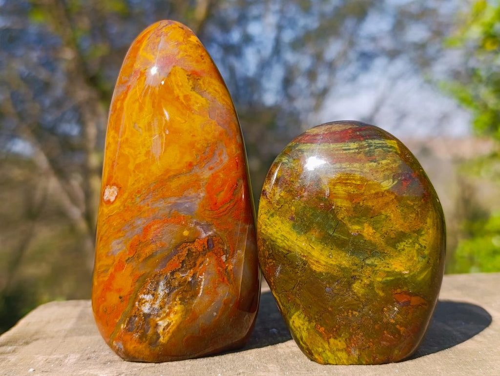 Polished Red and Brown Jasper Standing Display Pieces x 6 From Madagascar - Toprock Gemstones and Minerals 
