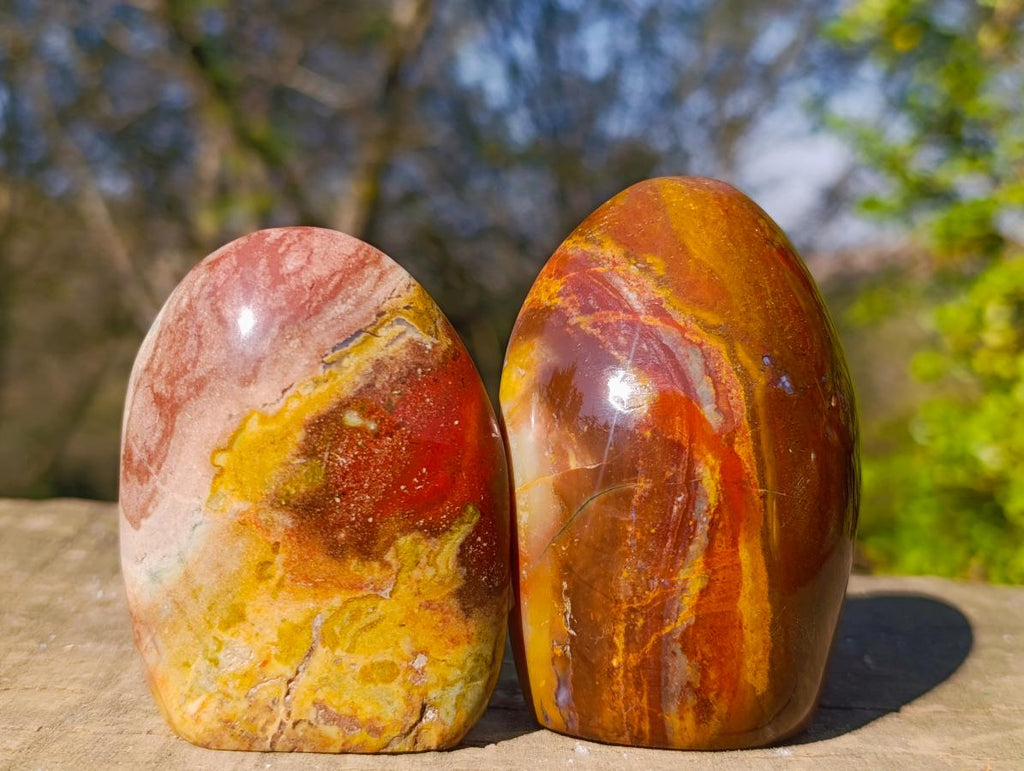 Polished Red and Brown Jasper Standing Display Pieces x 6 From Madagascar - Toprock Gemstones and Minerals 