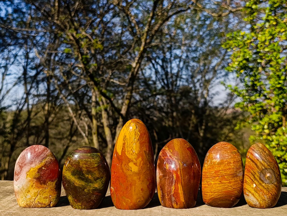 Polished Red and Brown Jasper Standing Display Pieces x 6 From Madagascar - Toprock Gemstones and Minerals 