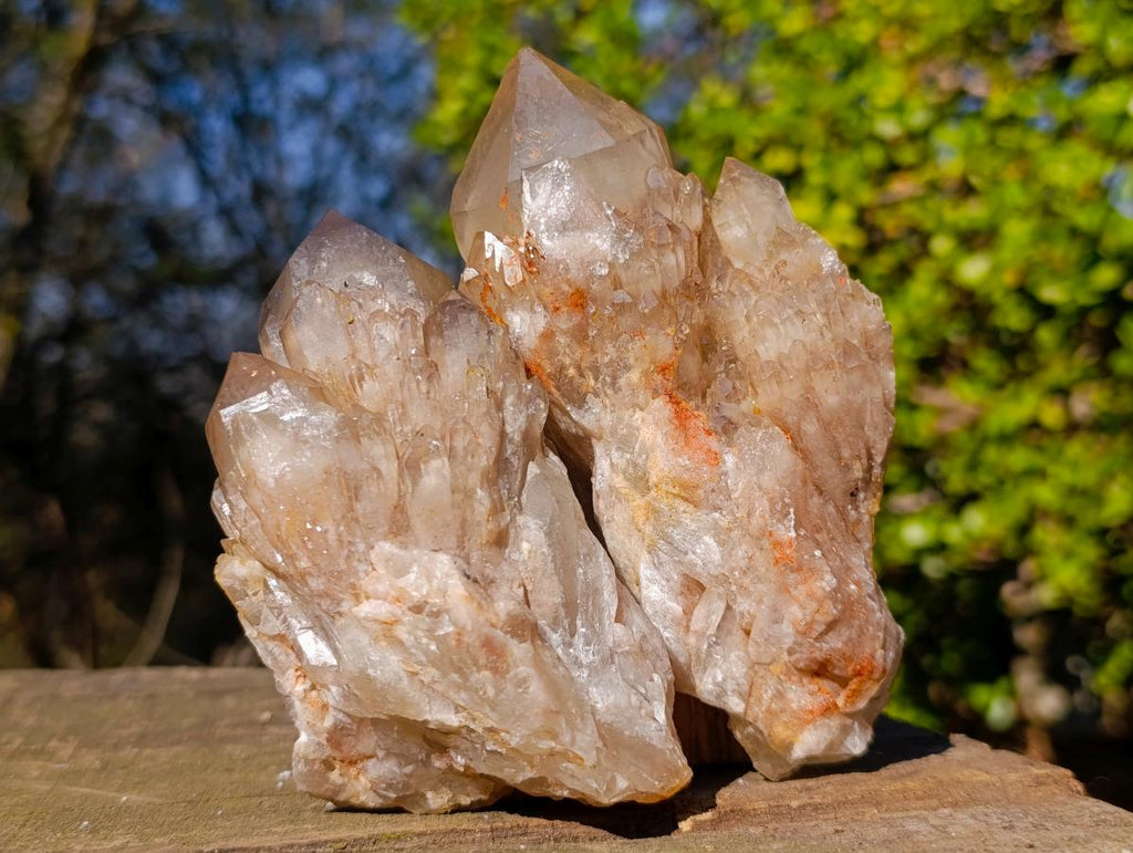 Natural Cascading Smokey Phantom Quartz Clusters x 6 From Luena, Congo - Toprock Gemstones and Minerals 