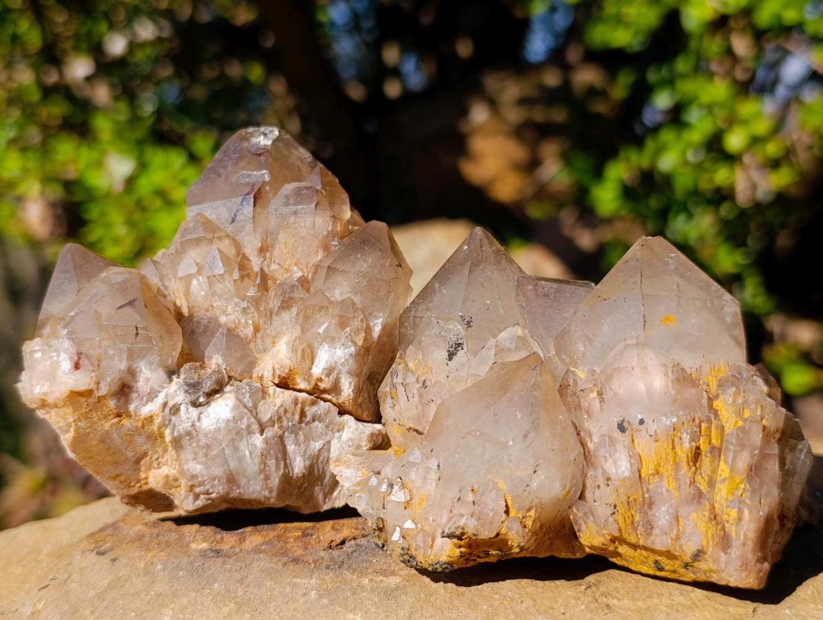 Natural Cascading Smokey Phantom Quartz Clusters x 6 From Luena, Congo - Toprock Gemstones and Minerals 