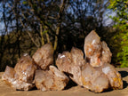Natural Cascading Smokey Phantom Quartz Clusters x 6 From Luena, Congo - Toprock Gemstones and Minerals 