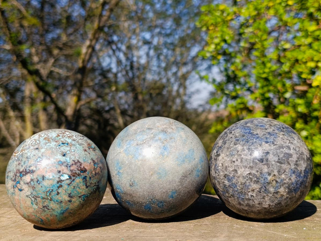 Polished Mixed Multi Mineral Spheres x 3 From Madagascar - Toprock Gemstones and Minerals 