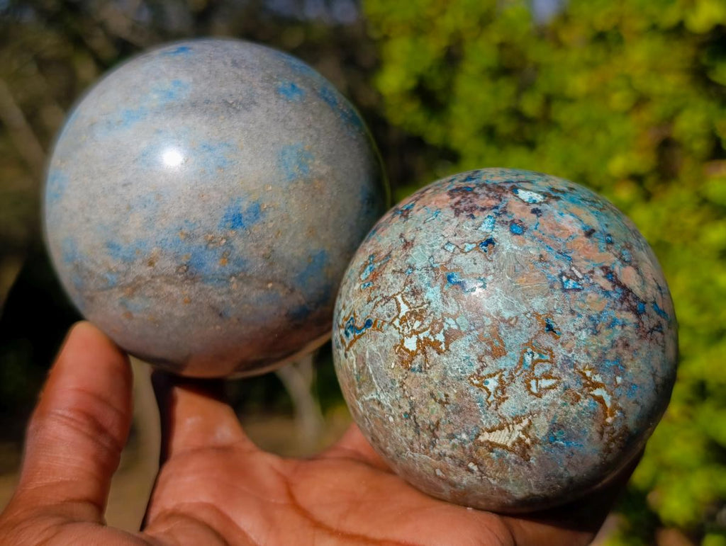 Polished Mixed Multi Mineral Spheres x 3 From Madagascar - Toprock Gemstones and Minerals 