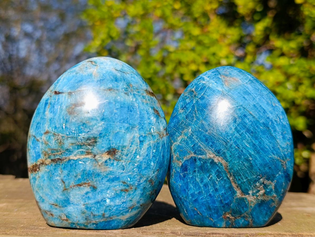 Polished Blue Apatite Standing Display Pieces x 6 From Betroka, Madagascar - Toprock Gemstones and Minerals 