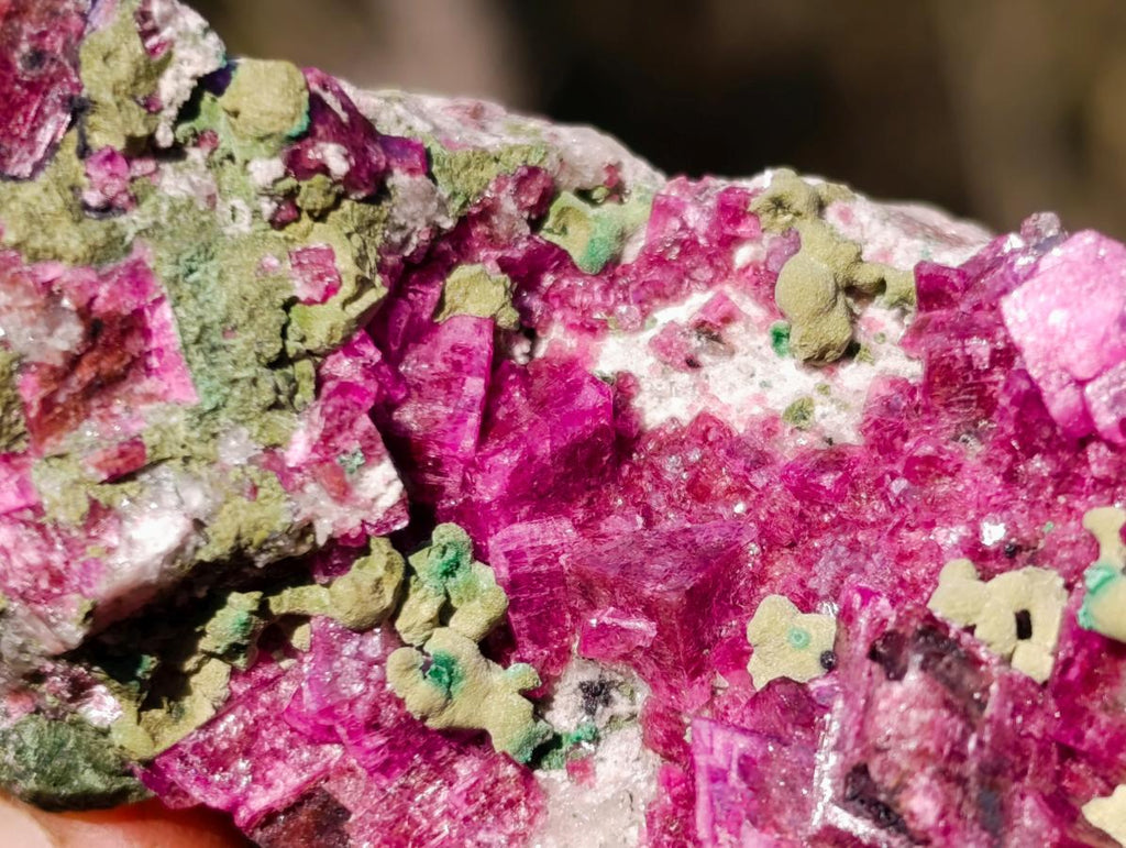 Natural Salrose Cobaltoan Dolomite Specimens with Malachite and Heterogenite x 12 From Kakanda, Congo - Toprock Gemstones and Minerals 