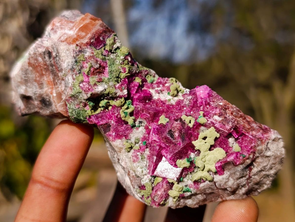Natural Salrose Cobaltoan Dolomite Specimens with Malachite and Heterogenite x 12 From Kakanda, Congo - Toprock Gemstones and Minerals 