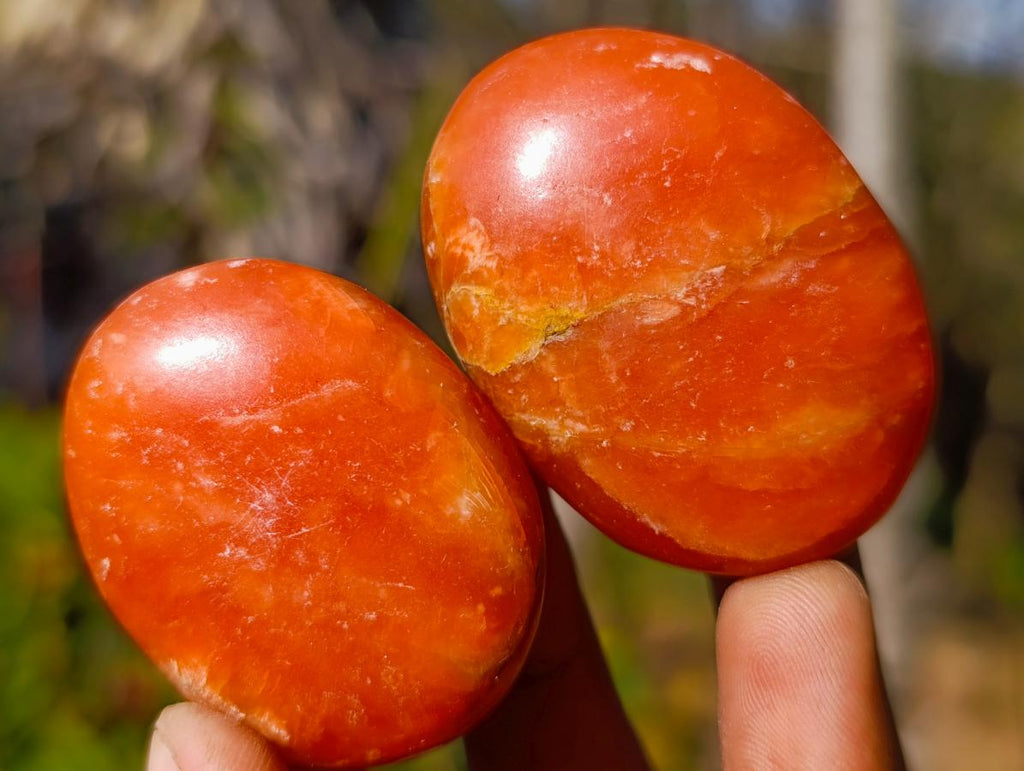 Polished Orange Twist Calcite Galets x 34 From Maevantanana, Madagascar - Toprock Gemstones and Minerals 