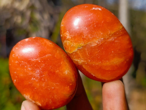 Polished Orange Twist Calcite Galets x 34 From Maevantanana, Madagascar - Toprock Gemstones and Minerals 